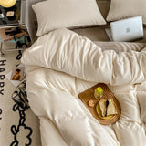 Purpdrank  Milk Velvet Bedding Set Skin-Friendly Winter Duvet Cover Set Soft Warm Quilt Cover Solid Color Flannel Thickened  Bedroom Decor