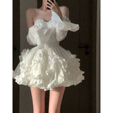 Purpdrank - New Vintage Temperament Women's Summer Dress Exquisite and Unique White Tube Top Tutu Dress Sleeveles Dresses for Women 2023