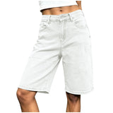 Purpdrank  Women's High Waist Straight Leg Denim Bermuda Shorts Vintage Washed Loose Jean Shorts Casual Summer Streetwear With Pockets
