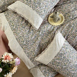 Purpdrank  Korean Princess Style Pastoral Floral Lace 100% Cotton Single Queen King Bedding Set Duvet Cover Flat/Fitted Sheet Pillowcases