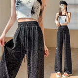 Purpdrank Bright Crystal Diamond  Party Club Hotsweet Straight Hiphop Trousers Summer Y2K Trend Casual Elegant Women Vintage Wide Leg Pant