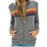 Purpdrank  Women's Faion Rainbow Hoodie Sweater Casual Sle Polyester Fiber 00% Comfortable Fit Streetwear Trend
