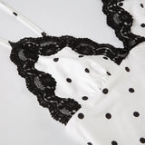 Purpdrank  Elegant Streetwear Polka Dot V-neck Spaghetti Strap Dress Summer Lady Sexy Long  Dress Fashion French Style Outfits