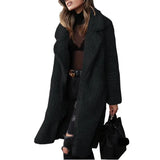 Purpdrank  Autumn Long Furry Women's Woolen Coat Casual Street Sle Straight Cut Suit European And American ulations Winter Faion