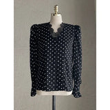 Purpdrank  Polka Dots Women's Blouse Spring Elegant Lace Patchwork Long Sleeve Single Breasted Korean Blouses Female