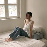 Purpdrank  Summer Korean Cute Strapless Women's Bow Blouses 2025 New Sleeveless V-neck Ruffles Sexy Short Shirts Tank Top Female