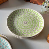 Purpdrank  Ceramic Round Shape Floral Plates Dinner Sets Large Capacity Large Plate Dessert Salad Plate Beautiful Table Tableware Services