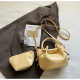 Purpdrank  Luxury Fold Drawstring Bucket Bag Korean Style PU Leather Crossbody Bag Simple Design with Inner Bag Women Satchels for Women