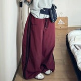Purpdrank  American Stripe Cargo Pants Women Y2K Loose Thin Quick Drying Jogging Pants High Waist Drawstring Oversized Wide Leg Pants