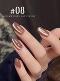 Purpdrank  10ML 1-16pcs New Style Loulan Ancient City Cat Eye Gel Nail Polish Black Chocolate Amber High-grade Glass Bead Nails
