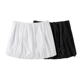 Purpdrank  Korean fashion black mini skirts kawaii y2k clothes cute skirts for woman high waist skirt with drawstrings Pumpkin skirts white