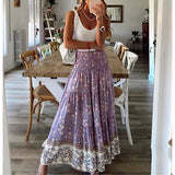 Purpdrank  Sexy High Waist Beach Long Skirts Womens 2025 Spring Summer Casual Bohemia Pink Maxi Skirt For Women