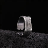 Purpdrank - Punk Geometric Irregular Liquid Lava Waterdrop Shaped Open Rings For Women Vintage Silver Color Metal Rings Personality Jewelry