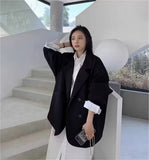 Purpdrank  Chic Black Blazer Casual Coat Streetwear Loose Jackets Solid Oversize Blazer Women Suit Korean Women's Clothing Student New