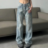 Purpdrank  Straight Leg Trousers High Waist Shot Loosefit Denim Pants for Women Emo Vintage Summer Vibrant 2025 Fashion Gyaru Womens Jeans