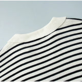 Purpdrank  Knit Striped Women Sweater Full Sleeve Deep V Neck Female Top 2025 Fashion Casual Autumn Loose Turn-down Collar Lady Pullovers