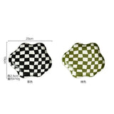 Purpdrank  Ceramic Tray Checkerboard Jewelry Storage Plate Ring Earing Dessert Plate Home Decoration Retro Desk Organizer Kitchen Tableware