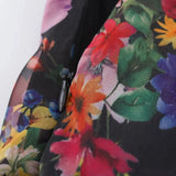 Purpdrank  Sexy Women Black Flower Print Organza Strapless Dress Hem Ruched Swing BUD Party Skater Mini Short Robe