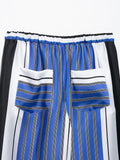 Purpdrank  Women Striped Trousers Summer Lace Up Casual Straight Leg Pants Mid waist Loose Women Pant