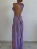 Purpdrank  Women Sexy Y2k One Shoulder Long Sleeve Crochet Knit Long Dress Summer Beach See Through Party Grunge Club Cover Up Outfits
