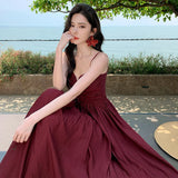 Purpdrank  Pure Desire Sexy Backless Sleeveless Strap Dress for Women Spring New Waist Slimming Design Sense Split A-line Dress