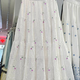 Purpdrank  Women Skirt Sweet Floral Embroidered High Waisted Gentle Skirts 2025 Summer New Slimming Patchwork Faldas Clothes