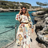 Purpdrank  Chic Strap Sleeveless Backless Crop Tops A-line Long Skirts Suits Elegant Printed Skirts Sets for Women 2025 New Vacation Outfit