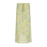 Purpdrank  Holiday Floral Mesh Skirts Beach Style See Through Bandage Low-Waisted Maxi Skirts Women Summer Fashion Streetwear Ladies