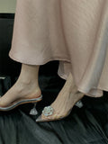 Purpdrank  Summer Women's Shoes Branded Pumps Transparent Stiletto High Heels Pointed Toe 2025 Sweet Sandals Ladies Fashion Bridal Crystal