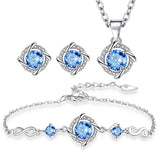 Purpdrank - Silver Four-leaf Clover Pendant Jewelry Set Female Diamond Windmill Rotating Lucky Gift For Women Girl