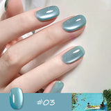 Purpdrank  4-Color Spring Summer Nails Ice Transparent Blue Glass Bead Cat Eye Gel Nail Polish Popular Whitening Versatile Upgrade Gel