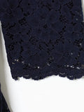 Purpdrank  European style new women's fashion versatile and elegant solid color round neck ruffled irregular lace dress