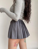 Purpdrank  Summer Y2K Style Cool Girl Asymmetrical Pleated Mini Skirts With Shorts Underwear Lining Front Bow Double Zipper Skirts