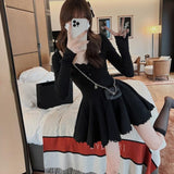 Purpdrank - High Waist Mini Dress Women Long Sleeve Fall Sexy Girls Casual Simple Ball Gown Ins Fashion All-match Vestidos Mujer Sweet Young
