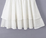 Purpdrank  Sexy White Embroidery Lace Pad Bra Corset style Wood ears Strap Mini Tank Dress Women 2 Layers Ruffles Swing Dresses Vestdios