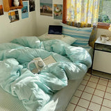 Purpdrank  Hot Sale Striped Cotton Bedding Set Soft & Skin-Friendly Duvet Cover Sets Japan and Korea Style Design Bed Linen Set