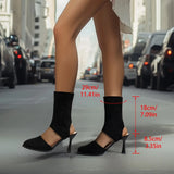 Purpdrank  Sandals New Designer Knitted High Heels Sandals Summer Slip-on Thin Heeled Sandals Woman Fashion Elegant Sexy Party Shoes