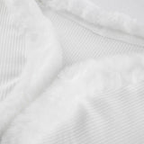 Purpdrank  Fashion Spring Fall Women Long Sleeve Lace Up Cardigan Outwear Faux Fur V-Neck Sexy Crop Top Shirt Casual Clothing