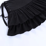 Purpdrank  Side Bandage Slim Fit High Waist Mini Skirt Cascading Ruffles Patchwork A-line Skirts Summer New Hottie 2000s Y2k Faldas Mujer