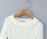 Purpdrank  Autumn French Turn Down Collar Long Sleeve Solid Elegant Temperament Knitted Pullovers