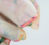 Purpdrank  Women Bow Lacing up Sling Robe Holiday BOHO Ruched Chest Orange Flower Print Spaghetti Strap Mini Dress