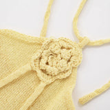 Purpdrank  Yellow 3D Floral Tassel Sexy Halter Knitted Sweater Dress for Women 2025 Fashion Thin Spaghetti Straps Summer Dresses Bodycon