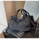 Purpdrank   Fashion Washed Denim Tote Bag Women Simple Large Capacity Shoulder Bag Ladies Daily Casual Versatile Handheld Crossbody Bag