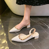 Purpdrank  Fashion New Style Studded Pointed Toe Flats Leather Open Toe Sandals Women's Sandals Women's Flats  Shoes