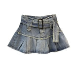 Purpdrank  Summer Girly Feeling High-waisted Denim Skirt Fashion Spice Skirt Europe The United States Women's Group Anti-go Pleated Skirt