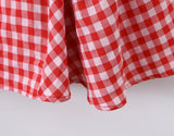 Purpdrank  Sexy Red Gingham Plaid Mini Sleeveless Dress Women Bow O Neck Zipper Back Low Waist Ruched Hem Swing Tank Dresses Vestidos Black