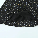 Purpdrank  Sexy Black Floral Print Spliced Lace Bow Halter V Collar Backless Mini Dress Women Elastic Zipper Back A-line Short Robe Holiday