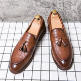 Purpdrank  Pointed casual moccasins for men fringed slip-on men's shoes Beef soles bean boat shoes Fashion hair stylist fashion shoes2026