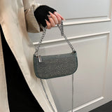 Purpdrank  Rhinestone Appliqued Chain Shoulder Crossbody Bags For Women Luxury Designer Purses And Handbags Wedding Dinner Party