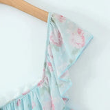 Purpdrank   2 colors Sexy Floral Print Bow V neck Ruffles Strap Sling Dress Women Backless Slim Waist Mini Sleeveless Tank Dresses Robe